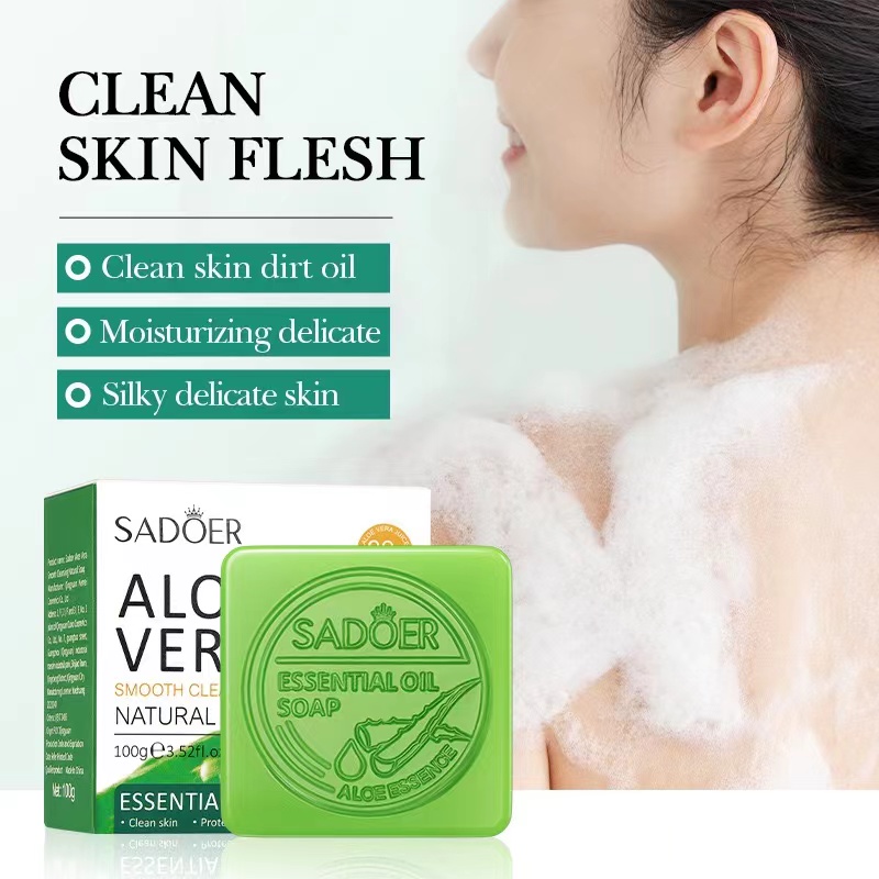 All English Soap Sadoer Aloe Vera Smooth Facial Cleansing Soap Handmade Essential Oil Soap  |   Hair & Body Care