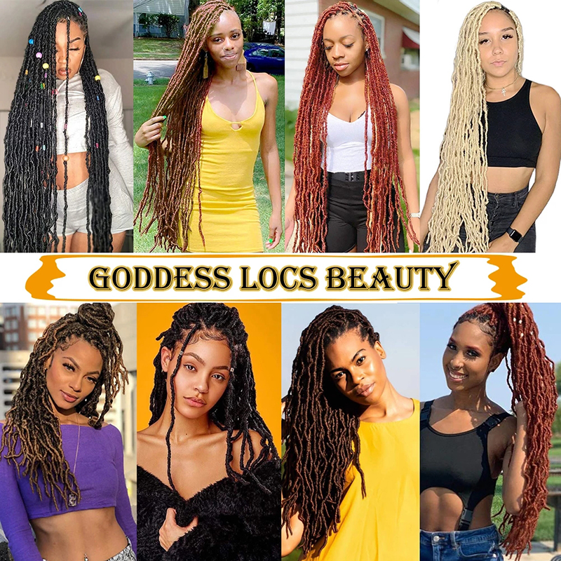 Mtmei Hair Faux Locs Crochet Hair Natural Curly Dreadlocks Hair Black Dark Brown Soft Locs Crochet Braids 18″ 21Strands/Pack  |   Hair & Body Care