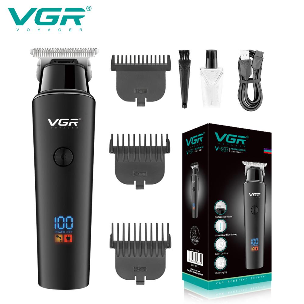 Vgr Hair Trimmer Usb Rechargeable Hair Clipper Lcd Barber Oil Head Clipper White Engraving Haircut Machine Beard Trimmer  |   Hair Extensions and Wigs